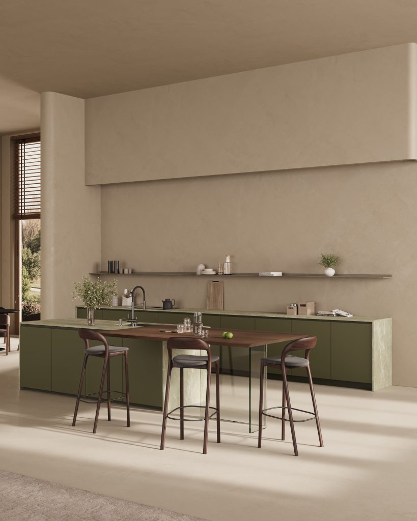 Strackk aluminium shelf, living room interior, kitchen interior, bathroom interior 3D render