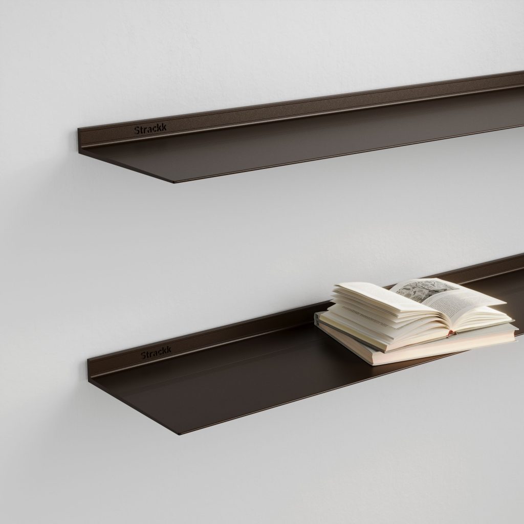 Strackk aluminium shelf, living room interior, kitchen interior, bathroom interior 3D render