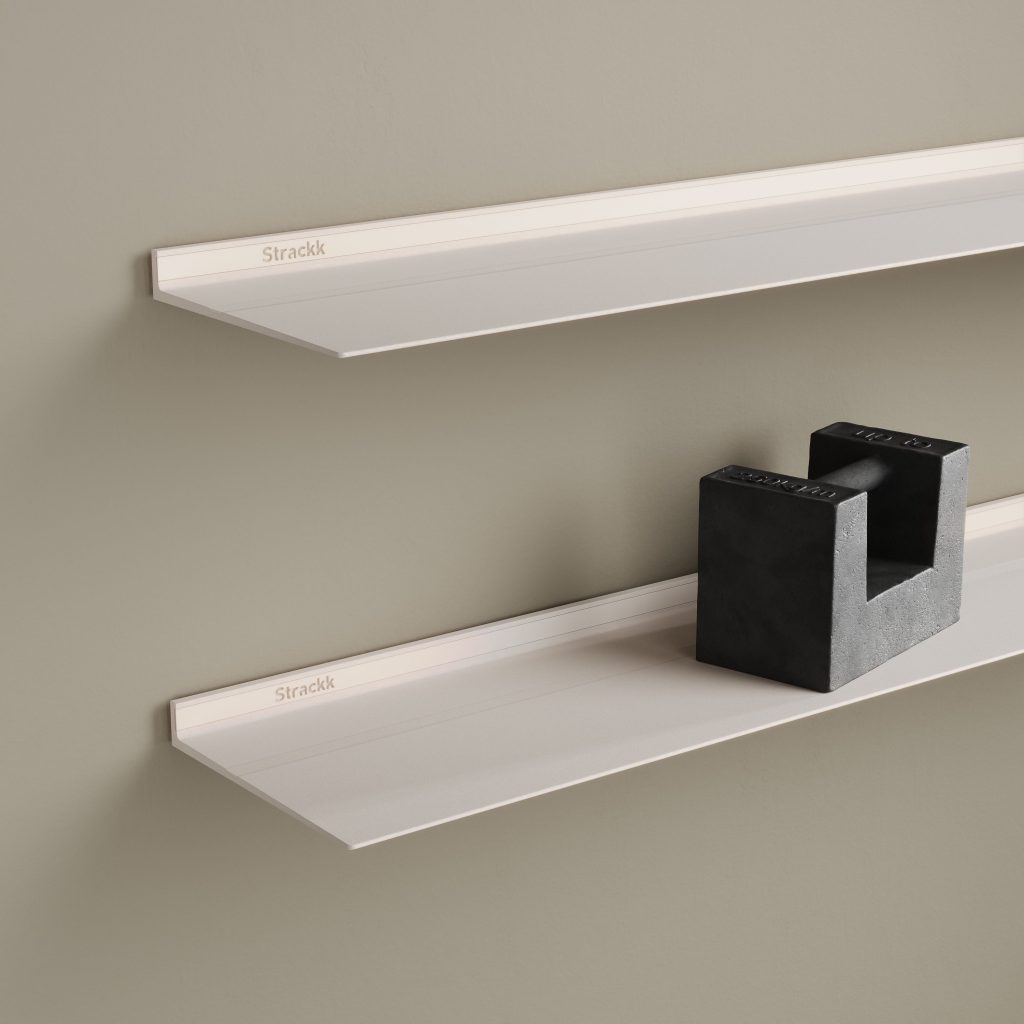 Strackk aluminium shelf, living room interior, kitchen interior, bathroom interior 3D render