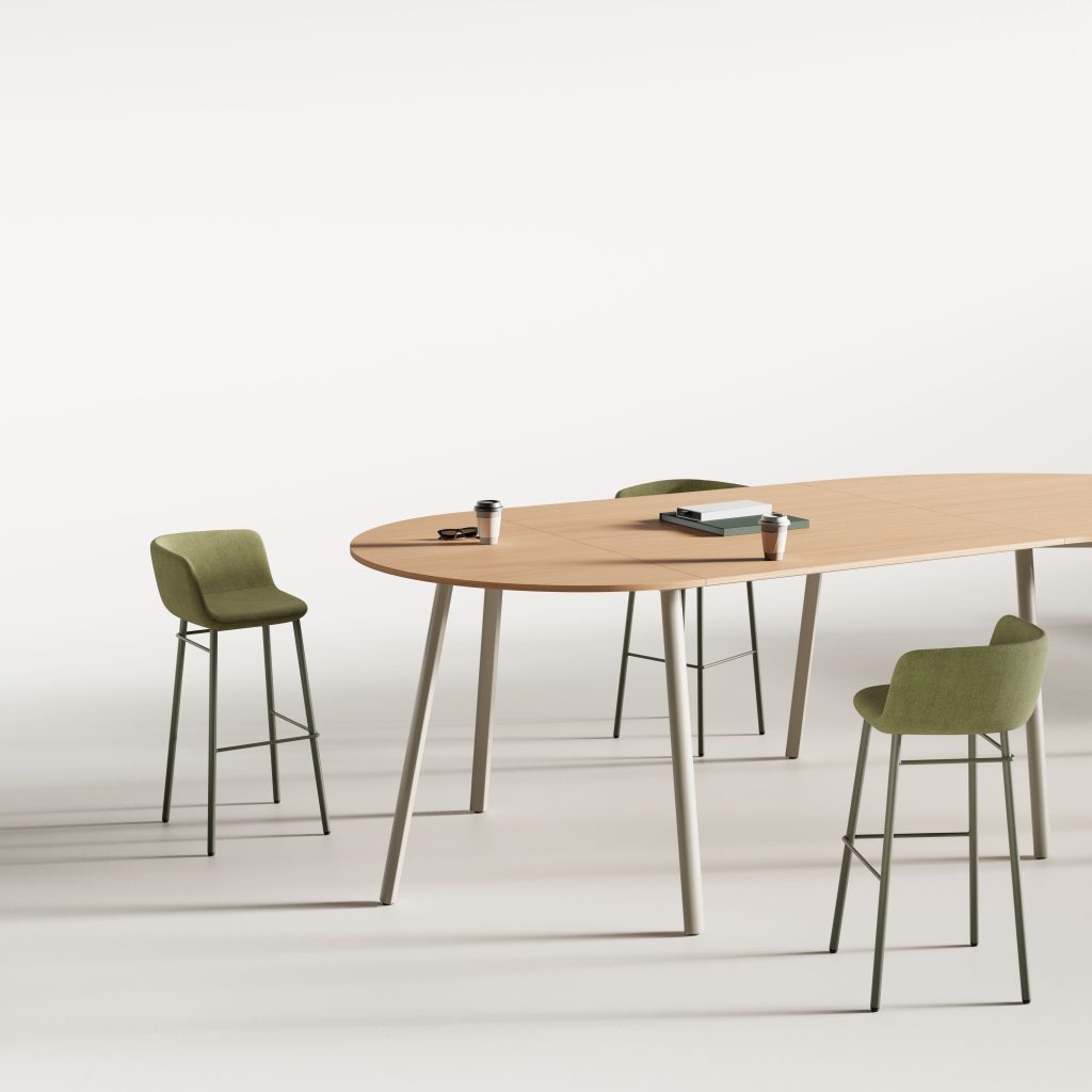 Akaba table and chairs in interior and studio setting 3D render