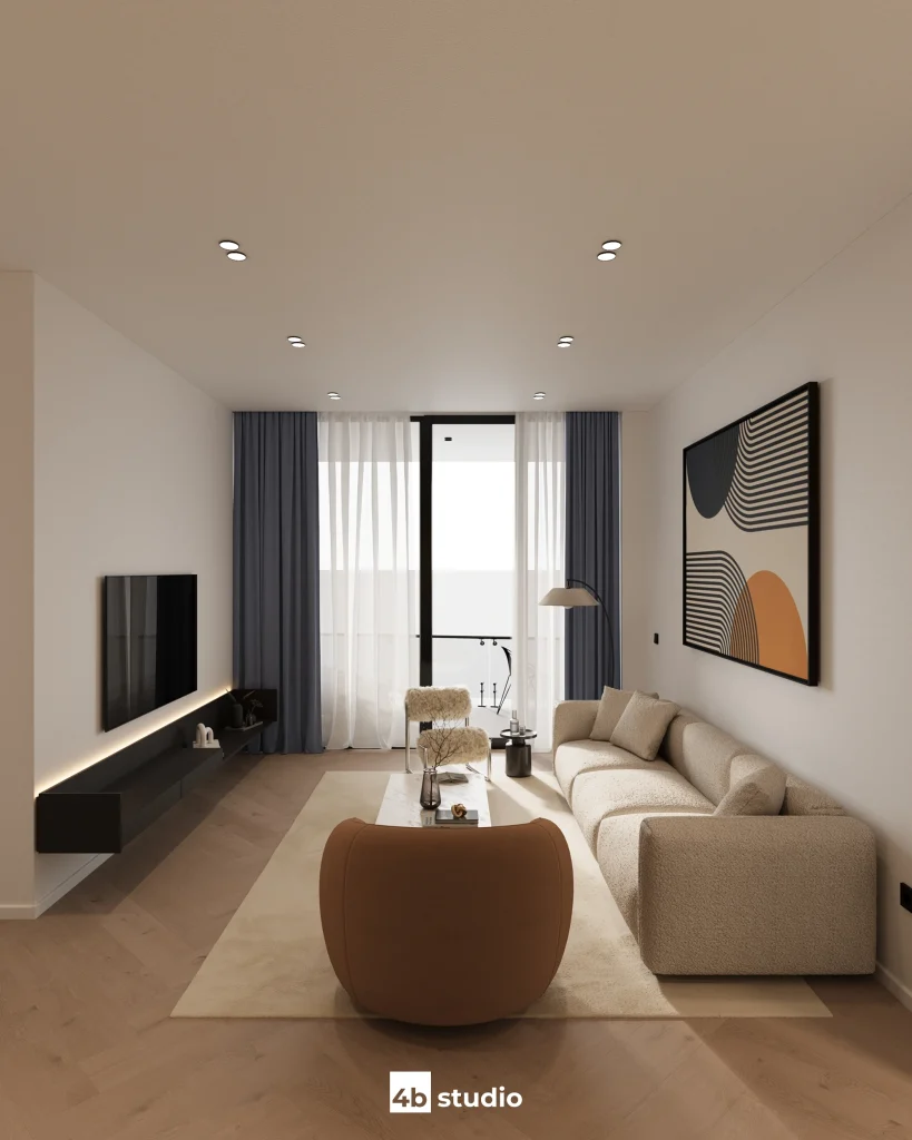 Modern full design of apartment, 2 bedrooms, 2 bathrooms, kitchen, dining area, location is in Dubai