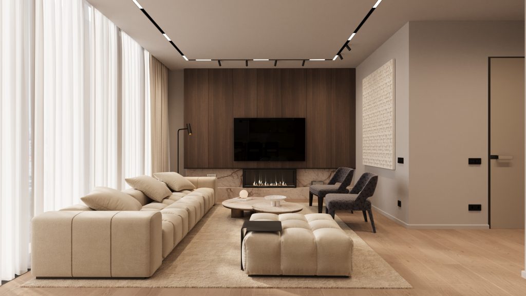 Modern full design of apartment, 2 bedrooms, 2 bathrooms, kitchen, dining area, location is in Dubai