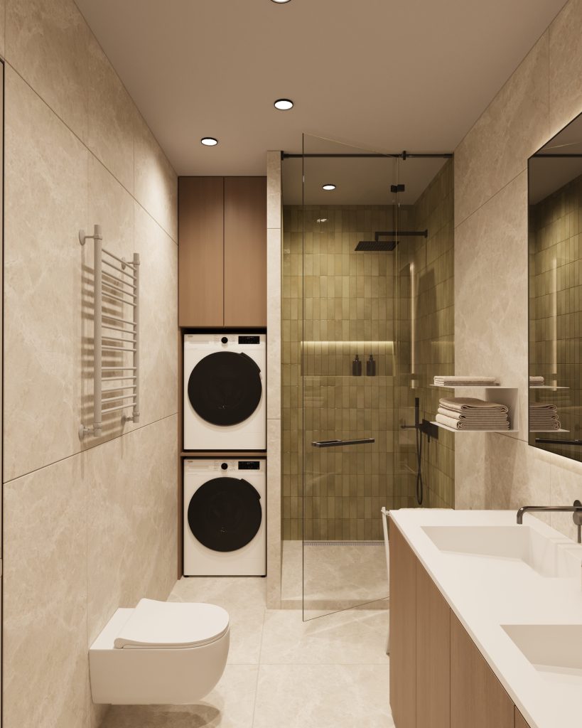 Modern full design of apartment, 2 bedrooms, 2 bathrooms, kitchen, dining area, location is in Dubai