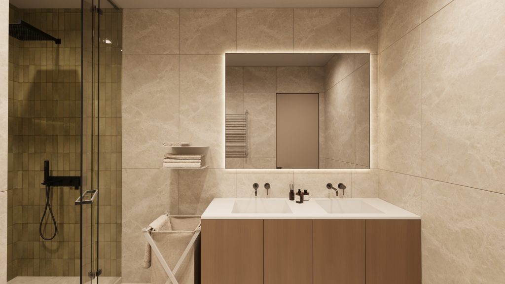 Modern full design of apartment, 2 bedrooms, 2 bathrooms, kitchen, dining area, location is in Dubai
