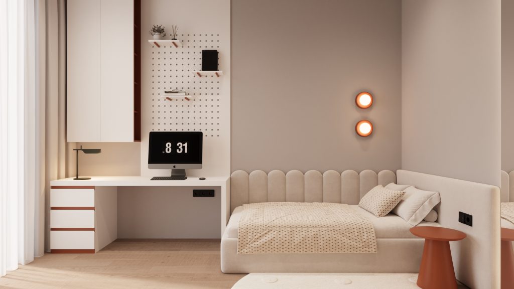 Modern full design of apartment, 2 bedrooms, 2 bathrooms, kitchen, dining area, location is in Dubai