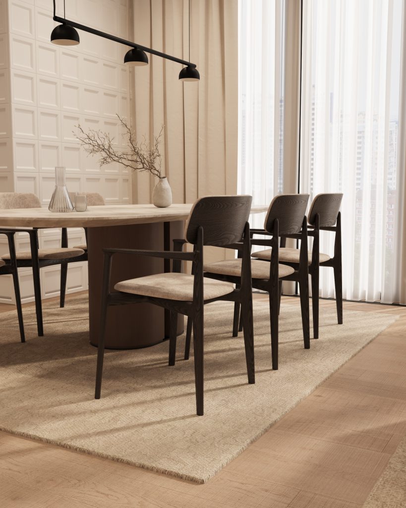 Modern full design of apartment, 2 bedrooms, 2 bathrooms, kitchen, dining area, location is in Dubai