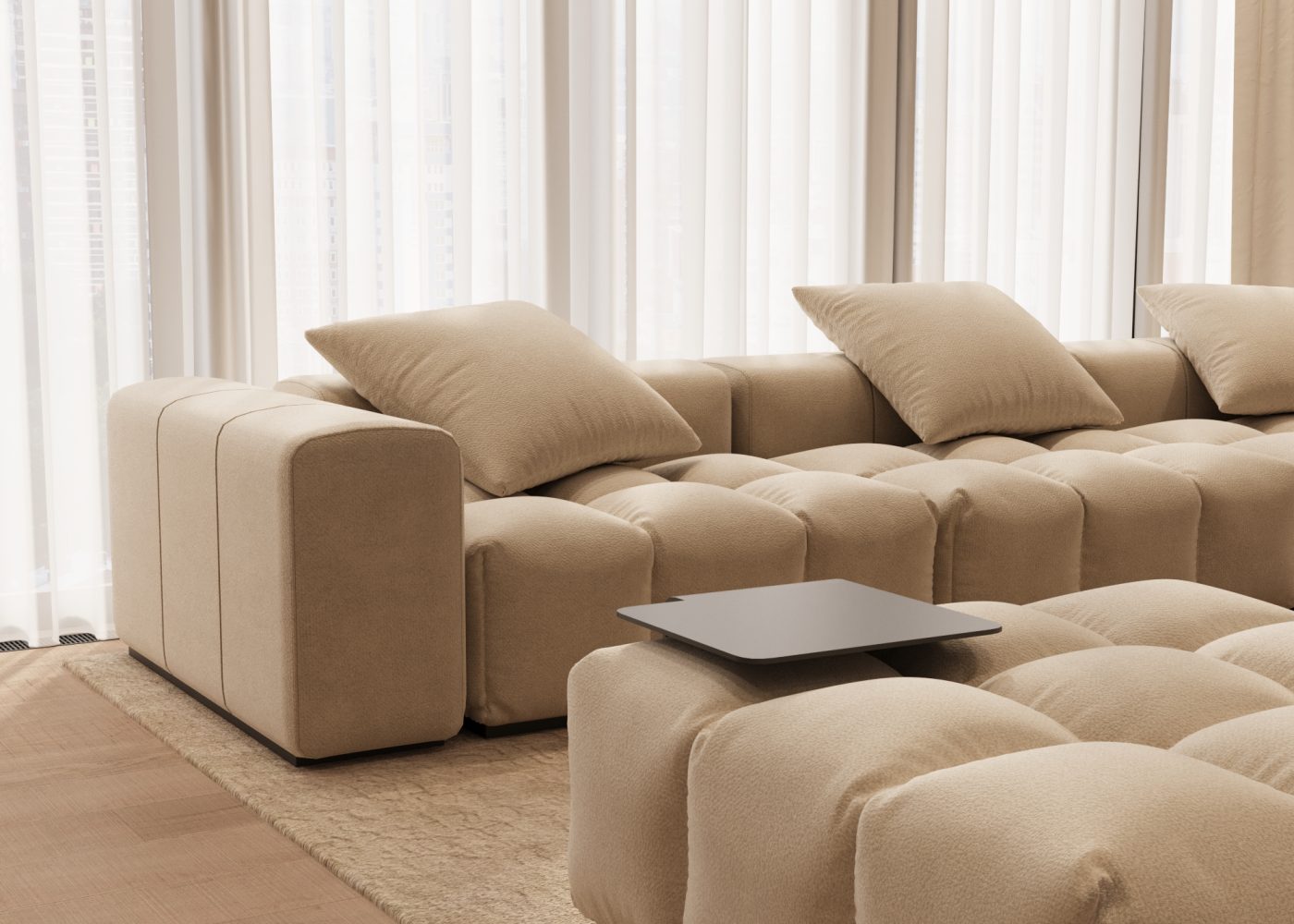 Modern full design of apartment, 2 bedrooms, 2 bathrooms, kitchen, dining area, location is in Dubai