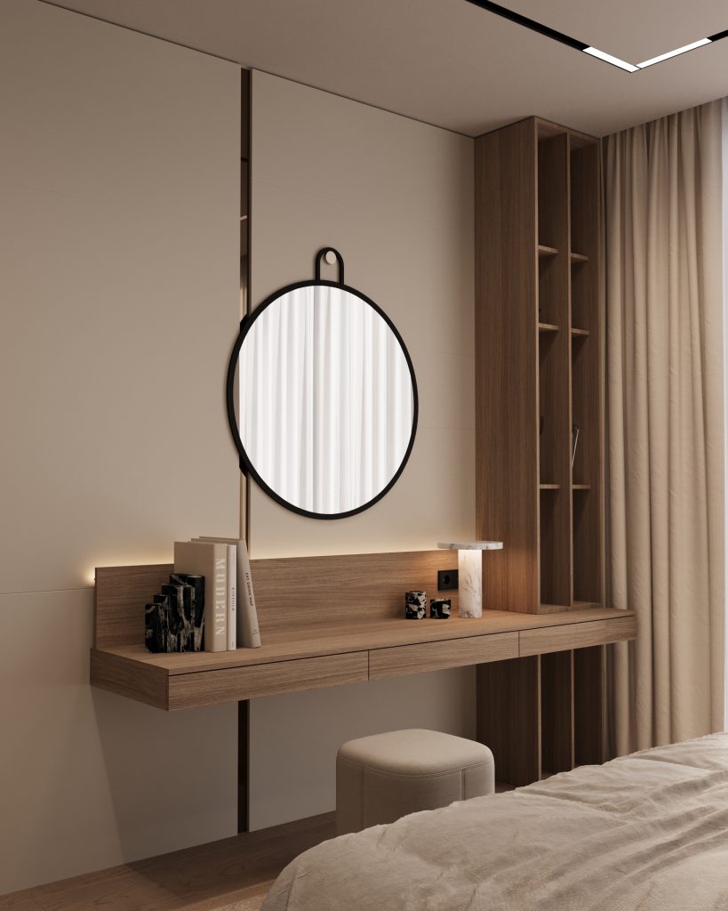Modern full design of apartment, 2 bedrooms, 2 bathrooms, kitchen, dining area, location is in Dubai